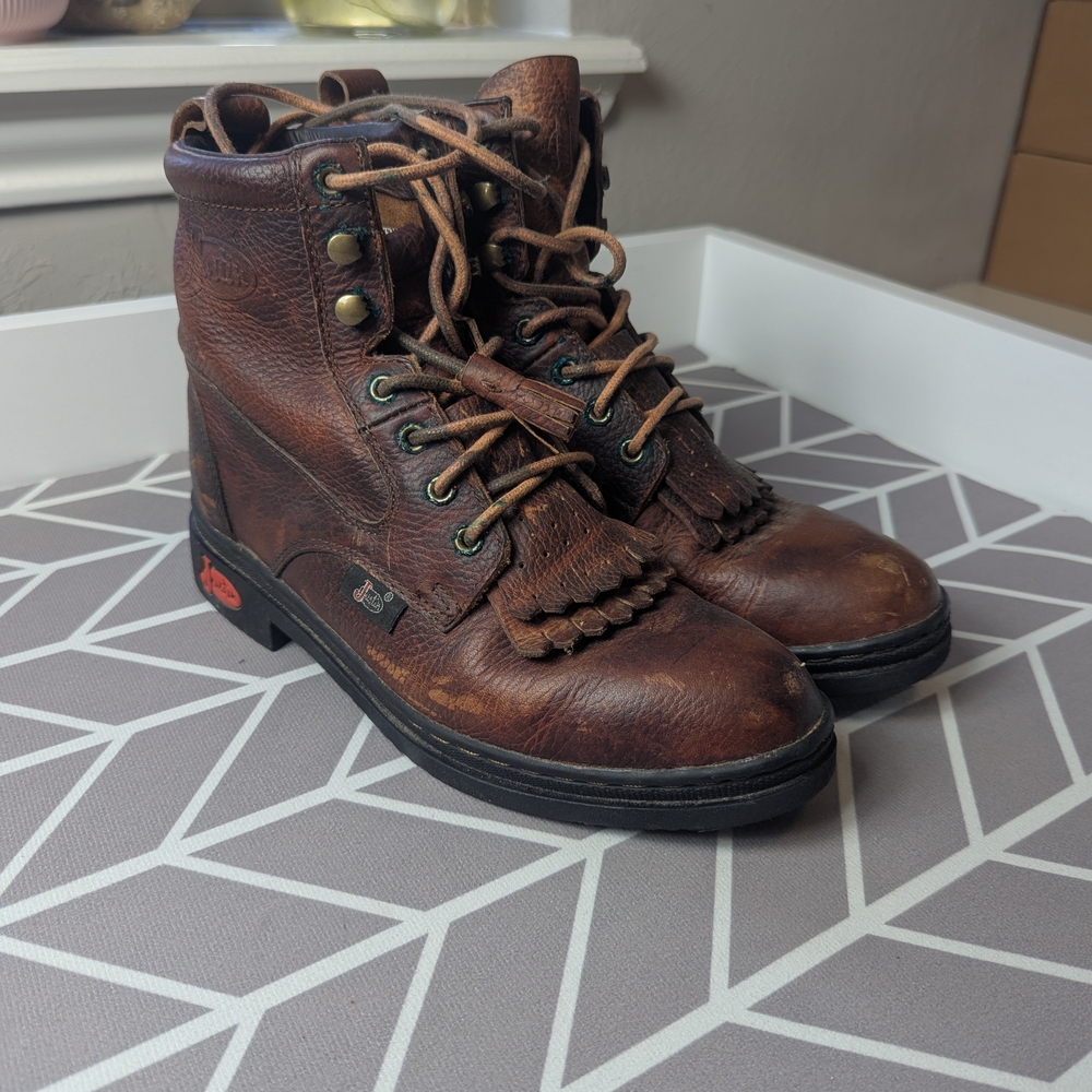 Justin Boots Brown Lace Up Women's Boots